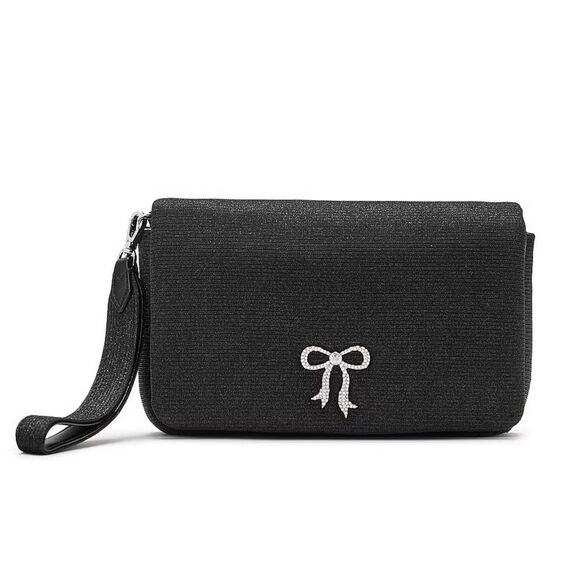 *Victoria Secret* Black Sparkle Bow Phone Wristlet Clutch